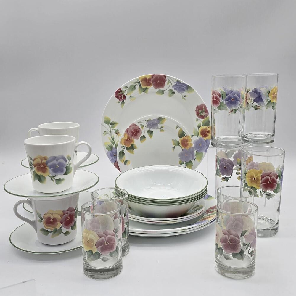 Corelle Summer Blush 28-Pc Complete Dinnerware Set 1990's Made In USA #2